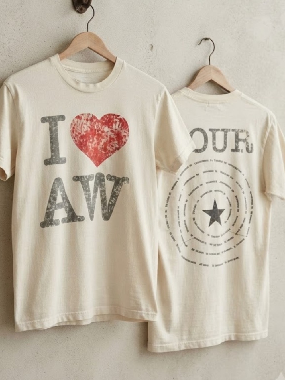 I Love AW Star Shield Our Vintage White T-Shirt